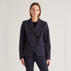 NEW Quince Women's Black Ultra Stretch Ponte Double Breasted Blazer XL